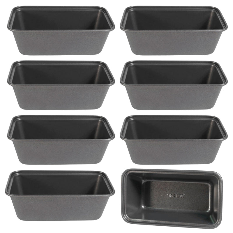 Oneida 8 Pack Mini Loaf Pans for Baking Bread Non Stick Small Banana Bread Tins 6"" x 3"" x 2"" Inches Nonstick Carbon Steel Mini Meatloaf Pan for