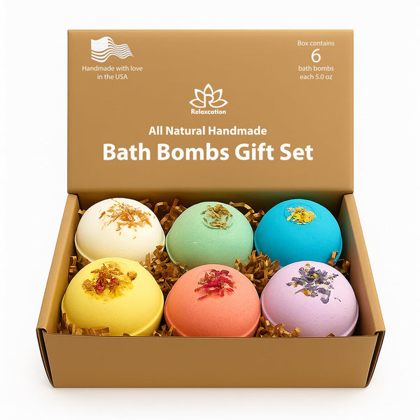 Handmade in USA Organic Bath Bombs Gift Set for Women All Natural with Epsom Salt Relaxation Dead Sea Salt - Natural and Safe Bath Bombs Kit for