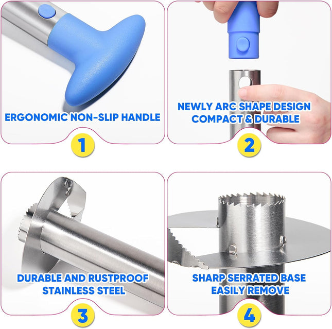 Pineapple Corer, [Upgraded, Reinforced, Thicker Blade] Newness Premium Pineapple Corer Remover, Stainless Steel Pineappl