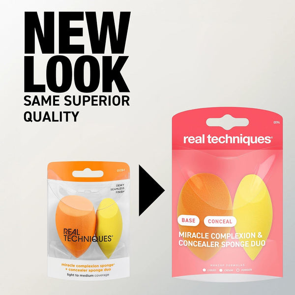 Real Techniques Miracle Complexion Makeup Sponge & Concealer Sponge Duo Miracle Complexion & Concealer Sponge, 2 Count