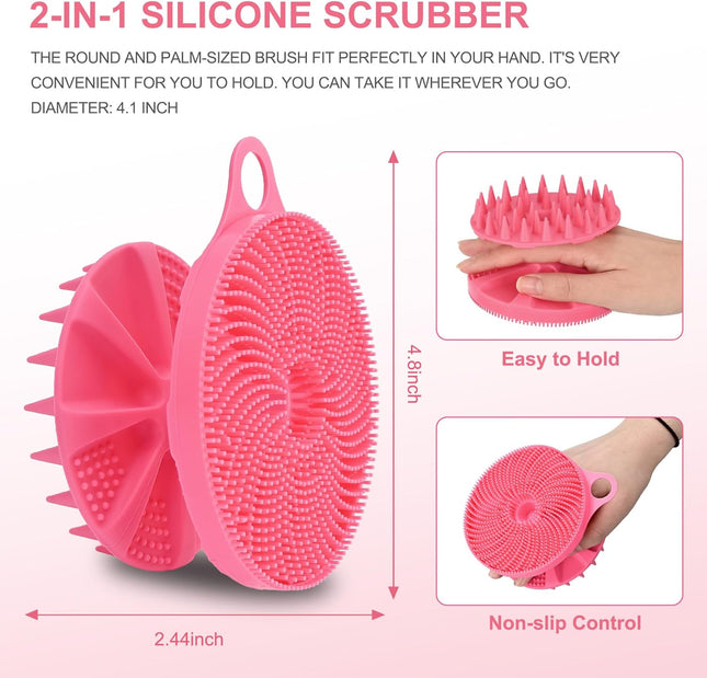 INNERNEED 2-In-1 Silicone Body Scrubber and Scalp Massager Shampoo Brush, Food-G