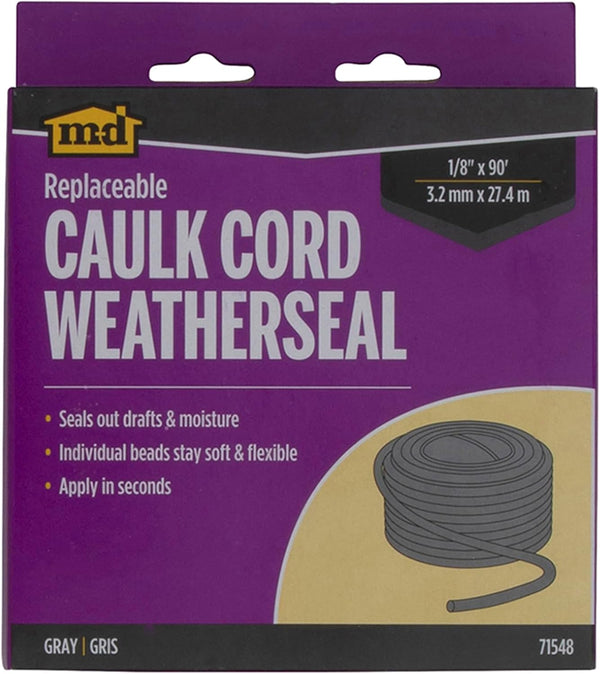 M-D Building Products Replaceable Caulk Cord Weatherseal: Quick and Effective Solution for Sealing Small Gaps, Cracks, and Protecting Against