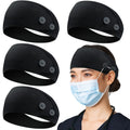 ABAMERICA Headbands with Button for Mask, Wide Nurses Headbands Non Slip Elastic Ear Protection for Women Men Doctors Sweatband Headband A04- 4