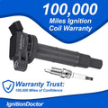 QDVX Ignition Coil and Spark Plugs - Pack of 4 - UF333 Compatible with 2.4L 02-11 Toyota Camry, 01-08 Rav4, 02-06 Solara, 01-07 Highlander, 09-10