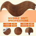 Full Shine 14 Inch Weft Hair Extensions 100G Copper Brown Remy Human Hair | Machine Tied Weft, Sew In Hair Extensions, Copper Brown Shade,
