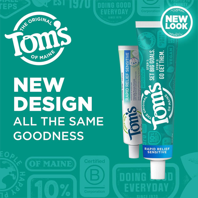 Tom'S of Maine Fluoride-Free Rapid Relief Sensitive Toothpaste, Fresh Mint, 4 Oz