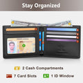 Travelambo Leather Wallet for Men, Slim Minimalist RFID Credit Card Holder Crazy Horse Black