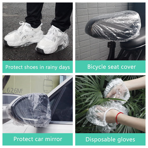 Keeygo Disposable Shower Caps 30 PCS Bath Caps Clear Waterproof Plastic Wraps for Women, Hotel Travel Essentials Accessories Hair Caps(17.3") 30 Count