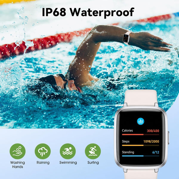 Fitness Tracker Watch with Heart Rate, No App No Phone Required, Pedometer Almond