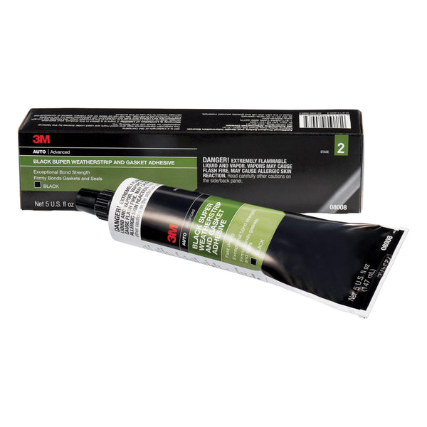 3M Black Super Weatherstrip and Gasket Adhesive, 08008, 5 fl oz, 1 Per Pack Black 5 fl. oz.