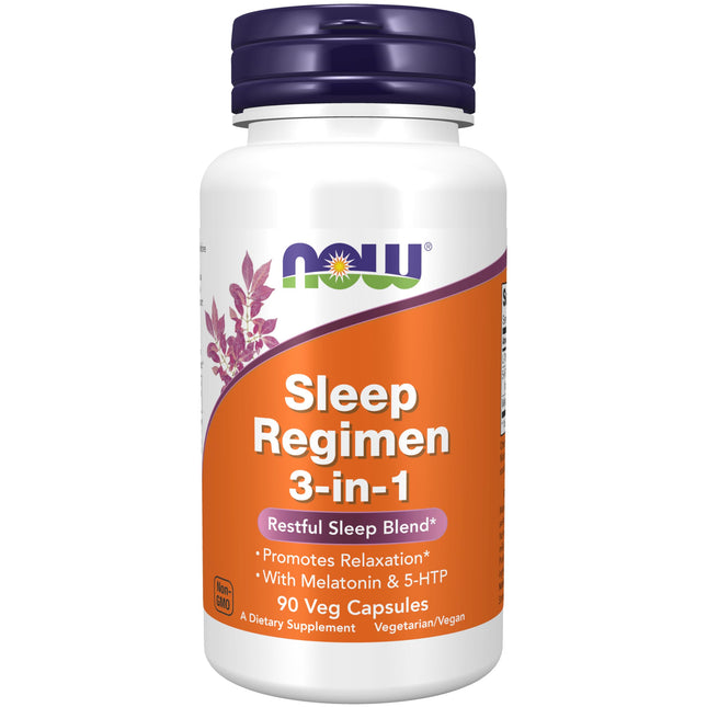 NOW Foods Supplements, Sleep Regimen 3-In-1, with Melatonin, 5-HTP and L-Theanin