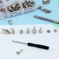 Incraftables Assorted Studs and Spikes Set (100pcs). Silver Spikes for Clothing (Small, Medium & Large) Kit. Metal Studs for Clothing for Crafts,