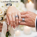 Couple Ring Bridal Sets His Hers Women 10k White Gold Filled Men Tungsten Carbide Wedding Engagement Ring Band women's size 7 & men's size 10