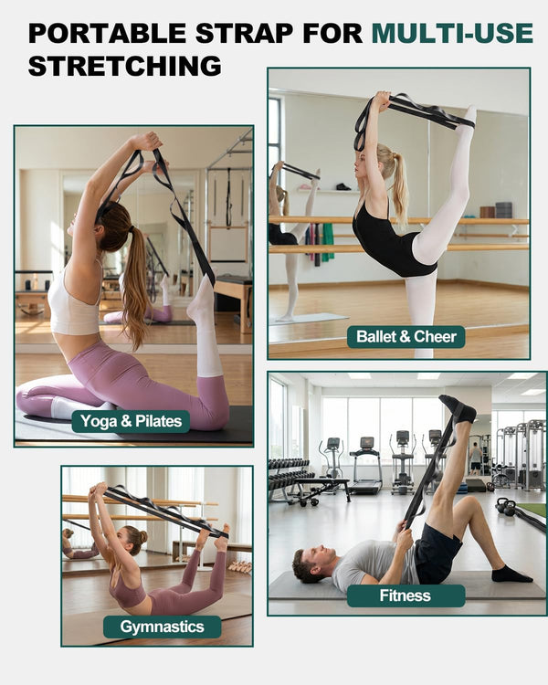 Trideer Non-Elastic Stretching Strap with Loops for Physical Therapy & Rehab, Knee Hip Leg ROM Post-Surgery, Yoga Strap for Stretching, Leg Lifter