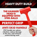 YIYITOOLS 1LB Dead Blow Hammer- Red, Mallet | Machinist Tools | Unibody Molded | Checkered Grip | Spark and Rebound Resistant 1LB Red