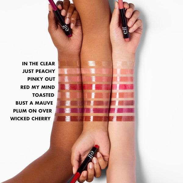 e.l.f. Pout Clout Lip Plumping Pen, Nourishing Lip Balm For Sheer Color & Shine, Plumps & Moisturizes, Vegan & Cruelty-Free, Pinky Out 0.07 Ounce