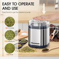 Hermolante Herb Grinder Spice Grinder, 200 w Herb Grinder with Stainless Steel Blade and Cleaning Brush, Compact Size Electric Grinder for Herbs
