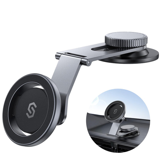 SYNCWIRE Fits Magsafe Car Mount for Universal Dashboard, Tesla Screen, Magnetic Phone Holder for Car, Foldable Aluminum 