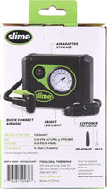 Slime 40059 Tire Inflator, Junior, Compact, Powerful, Portable Car Air Compressor, Lightweight, Analog, Flat Tire Repair, 12V, 12 min Inflation