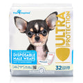 Paw Inspired Male Dog Wraps, Disposable Dog Diapers | Belly Bands for Small, Medium, Large Dogs (32 Count, Size X-Small)