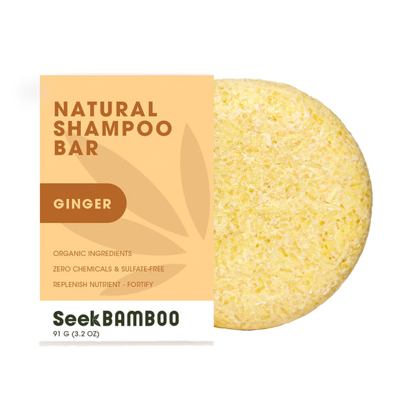Seek Bamboo - Ginger Shampoo Bar Ã¢ÂÂ Stimulating & Nourishing with Avocado, Cocoa & Shea Butters, Plastic-Free for All Hair Types (Ginger)