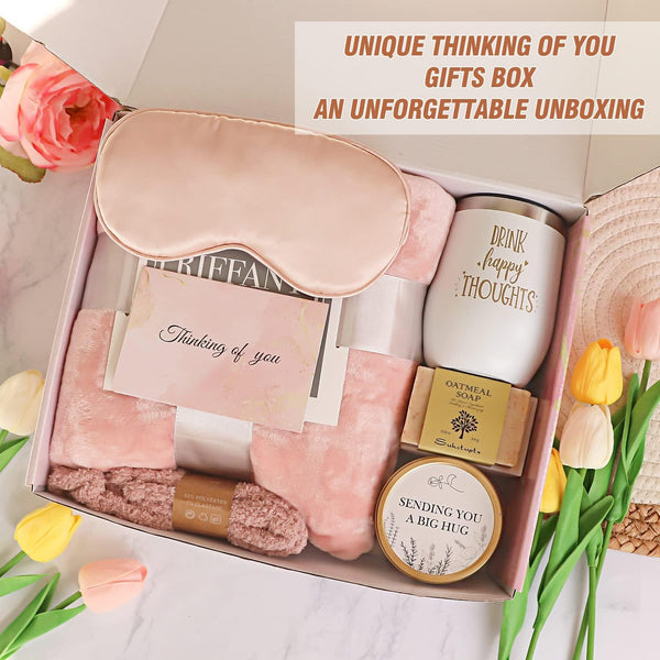 Birthday Gifts for Women, Unique Happy Birthday Gift Basket Self Care Package Bday Ideas with Luxury Flannel Blanket for Mom Her Best Friends