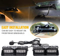 XRIDONSEN 2 in 1 Dash Strobe Lights Interior Windshield Emergency Lights | Amber White Warning Hazard Safety Flashing Light w/ Suction Cups for