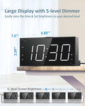 Loud Alarm Clock with Bed Shaker for Heavy Sleeper, Dual Vibrating Alarm Clock with USB Charger for Hard of Hearing/Deaf, 7.5’’ Large LED Display