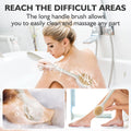 VANZAVANZU 17 Inch Anti-Slip Long Handle Back Scrubber for Shower – Dual-Sided Shower Brush and Shower Back Scrubber with Soft and Stiff Bristles