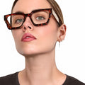 livho Oversized Eyewear Frame for Woman and Men - Rectangle Fashion Glasses for Computer, Chic Preppy Frame Chunky *Coco Tortoise