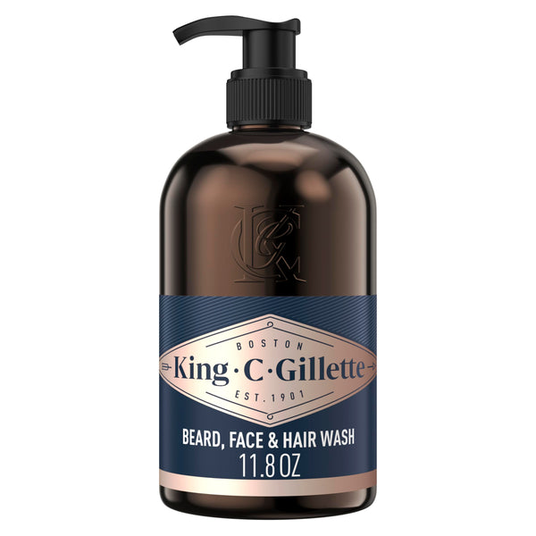 King C. Gillette Beard Wash, Mens Face Wash, 11 Oz, Infused with Argan Oil and Avocado Oil to Cleanse Hair and Skin