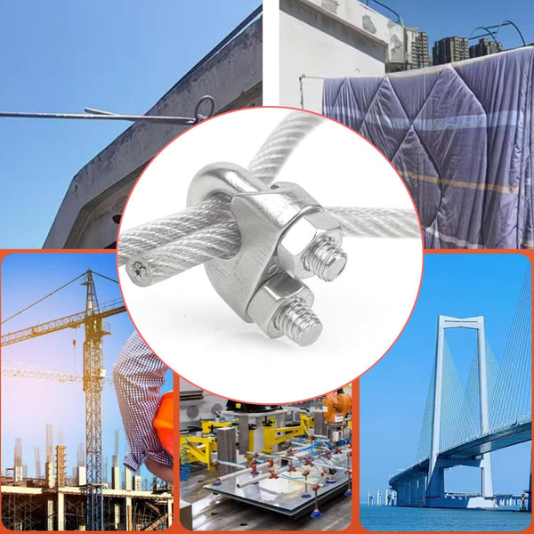 Wire Rope Clip, Luckkyme Wire Rope Clamp 20PCS Stainless Steel 1/4" M6 Wire Rope Cable Clip Clamp