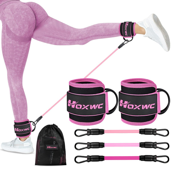 HOXWC Ankle Resistance Bands with Cuffs, Ankle Bands for Working Out, Ankle Resistance Band for Leg, Booty Workout Equipment for Kickbacks Hip