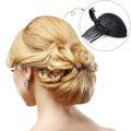 1Pc Black Fluffy Hair Pad Sponge Clip Bun Comb Bump It Up Hairstyling Tool for Women and Girls - DIY Beauty and Personal Care Clips and Barrettes
