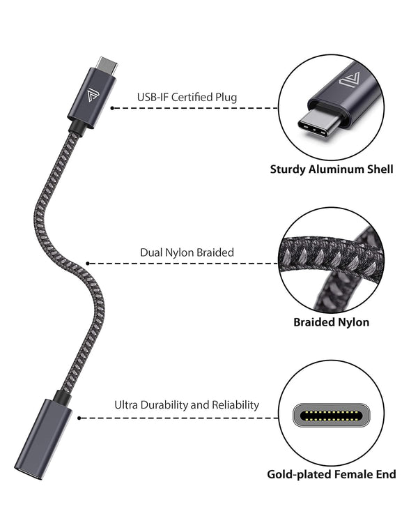 USB C Extension Cable (20Gbps/240W/3.3Ft), Faracent USB 3.2 Type C 3.1 Male to Female Extension Charging & Sync for Iphone 16 15 Pixel PSVR2
