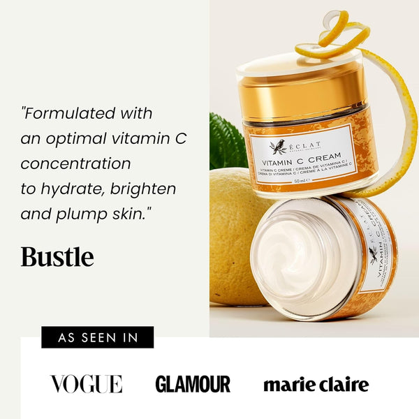 Vitamin C Moisturizer for Face with Hyaluronic Acid & Squalane - Face Brightening Cream - anti Aging, Firming & Hydrating Moisturizer for All Skin