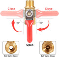 1/4 Inch Valve Npt Air Compressor Brass Heavy Duty Valve Male and Female Shut off Switch 1/4 NPT Thread Pipe Fitting (Male x Female 3PCS)
