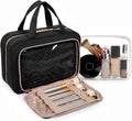 BAGSMART Toiletry Bag Hanging Travel Makeup Organizer with TSA Approved Transparent Cosmetic Bag Makeup Bag for Full Sized Toiletries, Large-Blck