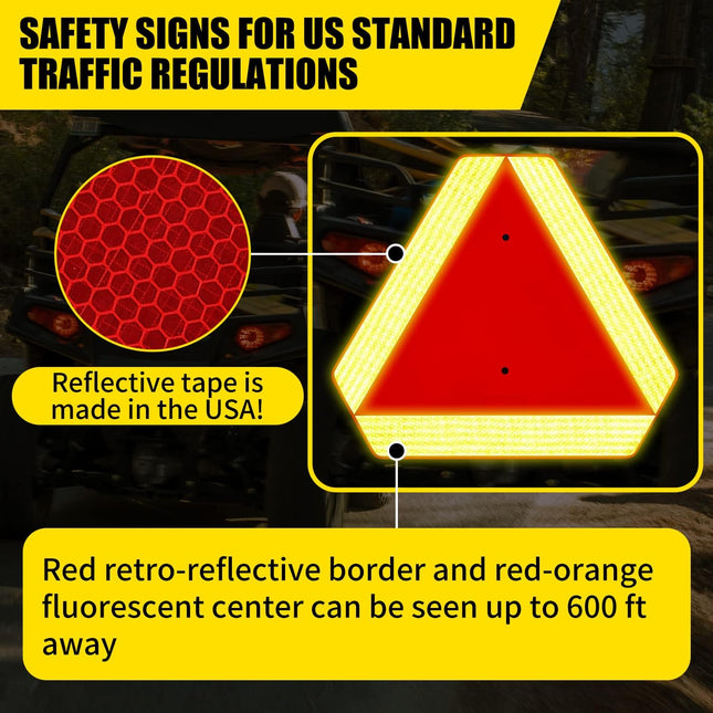 Slow Moving Vehicle Sign, Plastic DOT Slow Moving Vehicle Triangle Signs, SMV Si