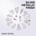 120Pcs/Pack Sliver Nail Art Decorations Mini Ocean Accessories Nail Art Rhinestones Silver Shell Conch Nail Charms Manicure Decor DIY Nail