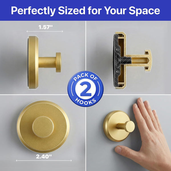 HOME SO Suction Cup Hooks for Shower & Bathroom Towel Holder 2-Pack – Suction Cups Hooks for Hanging Towels, Robes, & Coats - Tiles, Glass Door or