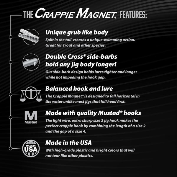 Leland's Lures Crappie Magnet Best of the Best Kit, Fishing Equipment and Accessories, Fishing Lures, 96 Bodies, 15 Double Cross Jig Heads, 4 E-Z