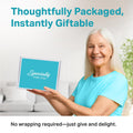 Tea Gifts for Women â Sampler Gift Basket with 15 Unique Blends, Honey Sticks, Stainless Tumbler & Gift-Ready Box (Mom Card-Teal)