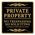 ZHGSERVU No Trespassing Signs Private Property No Soliciting Warning Sign 12” x 12” Heavy 0.40 Aluminum Rust Free Safety Sign Protect Your