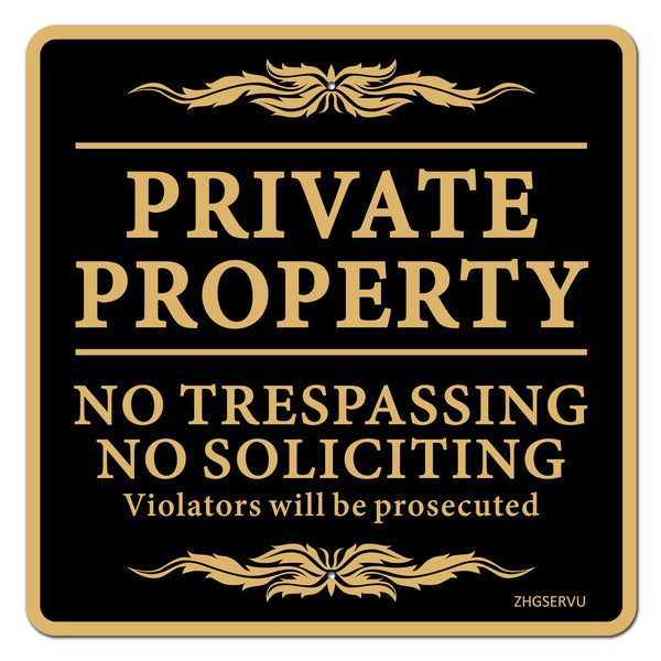 ZHGSERVU No Trespassing Signs Private Property No Soliciting Warning Sign 12” x 12” Heavy 0.40 Aluminum Rust Free Safety Sign Protect Your