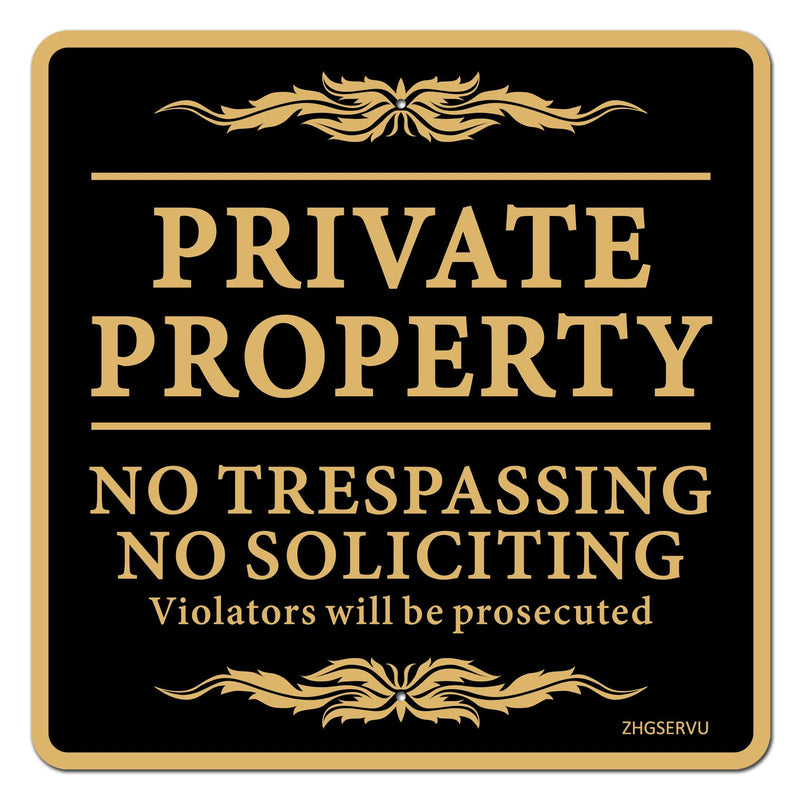 ZHGSERVU No Trespassing Signs Private Property No Soliciting Warning Sign 12” x 12” Heavy 0.40 Aluminum Rust Free Safety Sign Protect Your