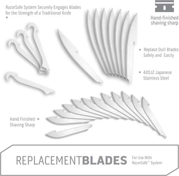 OUTDOOR EDGE 3.5" RazorSafe Replacement Combo Knife Blades, 24 Piece Value Pack (12 Sharp-Point, 8 Boning/Fillet, 4 Gutting Blades) 3.5" Combo Set