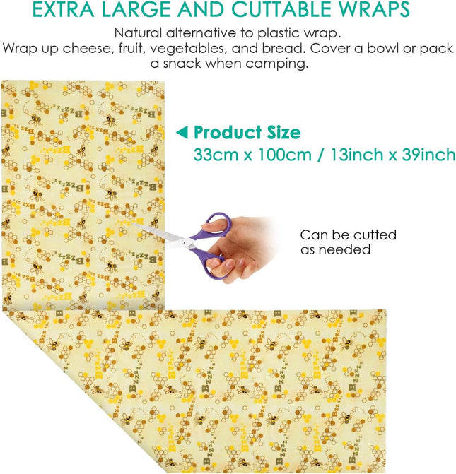Reusable Beeswax Wraps 13 X 39 Inch Beeswax Wraps for Food Eco-Friendly Sustaina