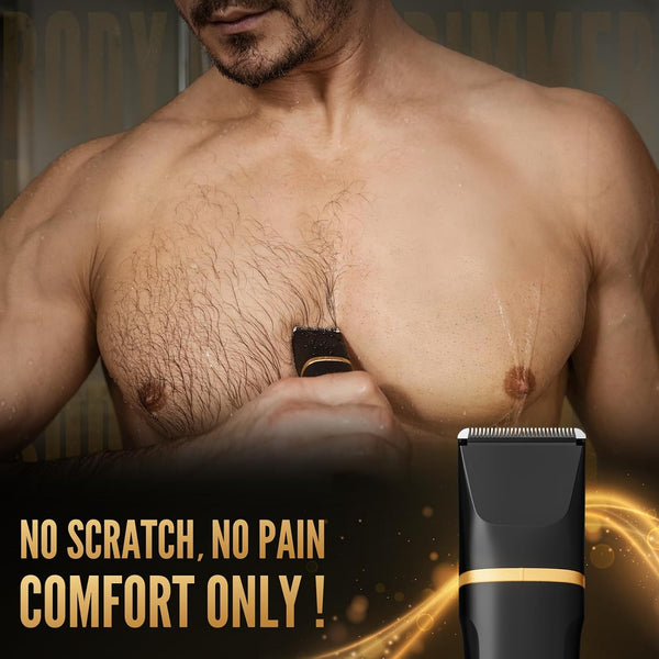 Risina Body Trimmer for Men, 2-in-1 Groin & Body Hair Trimmer, IPX7 Waterproof Electric Razor, Ball & Pubic Hair Trimmer for Private Areas,