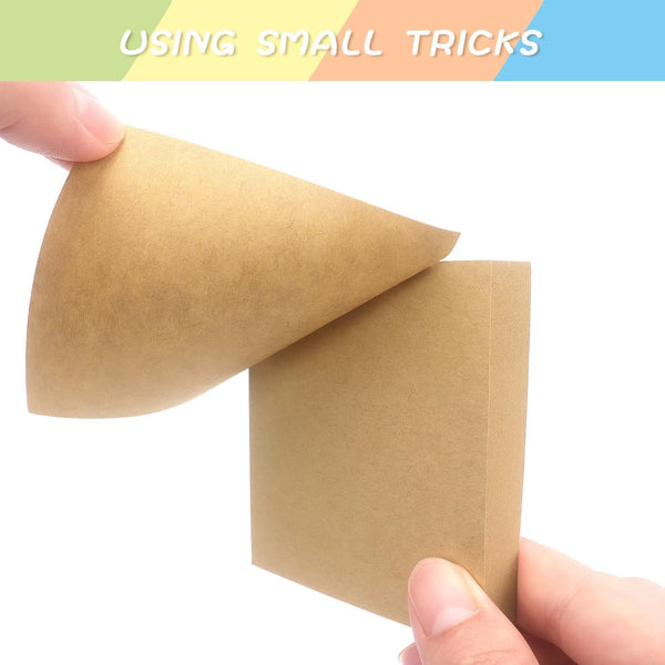 Sticky Notes 3x3 with Bright Colors, 6 Pads 100 Sheets/Pad (Kraft Paper)